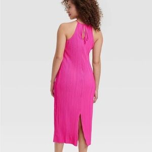 A New Day Hot Pink Pleated Maxi Halter Dress